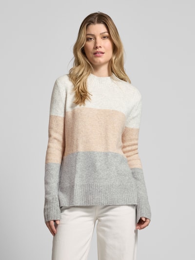 Tom Tailor Denim Regular fit gebreide pullover met katoen en colour-blocking Middengrijs gemêleerd - 4