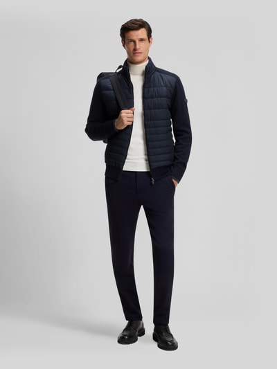BOSS Regular Fit Strickjacke aus Baumwoll-Schurwoll-Mix Modell 'H-Facente' Marine 1