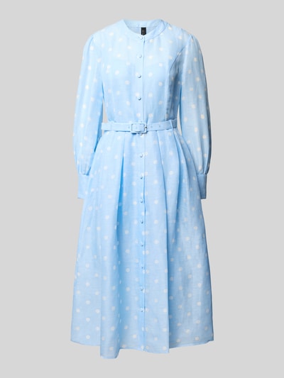 Marc Cain Midi-jurk van een mix van linnen en zijde met riem Lichtblauw - 2