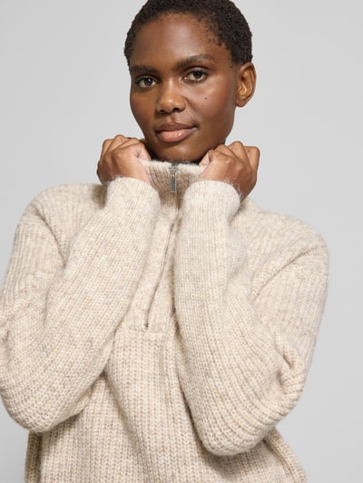 OPUS Sukienka z dzianiny o długości do kolan ze stójką model ‘Wonelli’ Beżowy 3