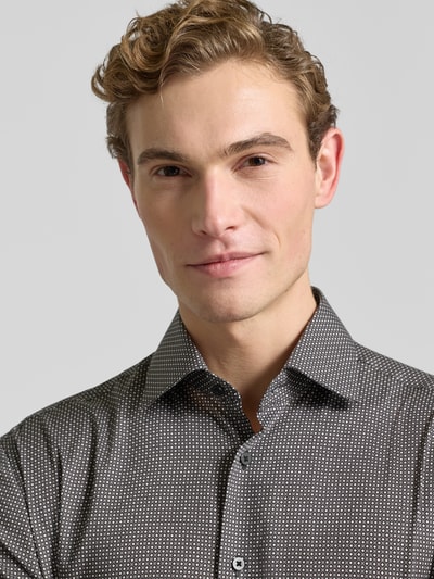 ETERNA Modern fit zakelijk overhemd van katoen met kentkraag Zwart - 3