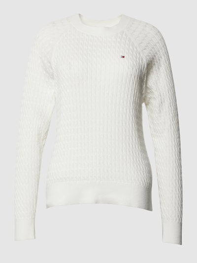 Tommy Hilfiger Sweter z dzianiny z wzorem warkocza Écru 2