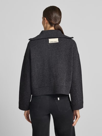ARMEDANGELS Oversized Bomberjacke aus Baumwoll-Mix Modell 'COTTON-WOOL KNIT' Anthrazit 5