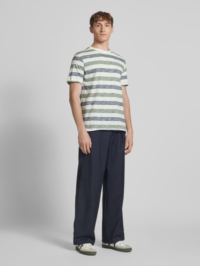 Blend T-Shirt mit geripptem Rundhalsausschnitt Modell 'JELANI' Marine 1