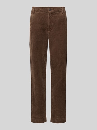 Produktfoto, braune Tapered Fit Cordhose aus reiner Baumwolle Modell 'LEROY' von Selected mit feiner Rippenstruktur, Herren Cordhose