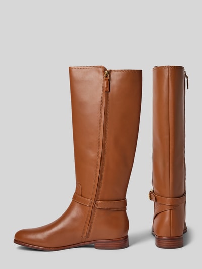 Lauren Ralph Lauren Kozaki skórzane ze sprzączką model ‘BROOKE’ Koniakowy 2