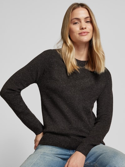 Vero Moda Regular Fit Strickpullover in Melange Modell 'DOFFY' Dunkelbraun 3