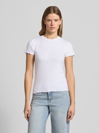 PIECES t-shirt o kroju slim fit z dodatkiem wiskozy model 'NICCA' Biały 4