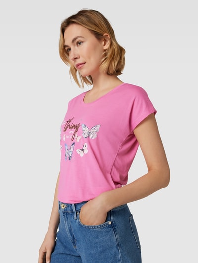 Montego T-Shirt mit Viskose-Anteil und Paillettenbesatz Pink 3