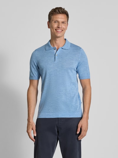 MAERZ Muenchen Regular fit poloshirt met ribboorden Lichtblauw - 4