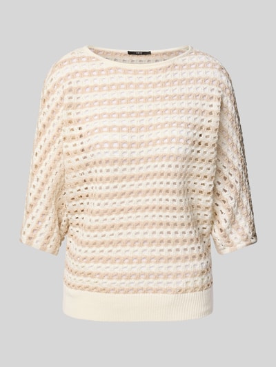 Zero Strickpullover mit Lochmuster Beige 2