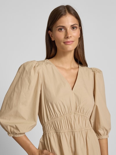 BOSS Orange Knielanges Kleid mit Puffärmeln Modell 'Dezzan' Sand 3