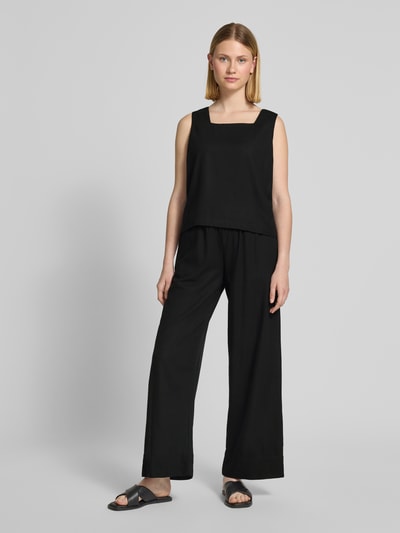 My Essential Wardrobe Top na ramiączkach z mieszanki wiskozy i lnu z prostokątnym dekoltem Czarny 1