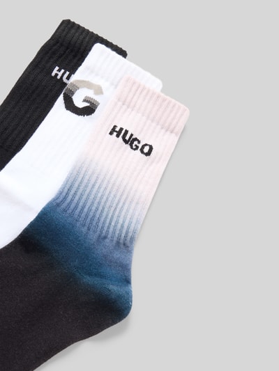 Produktfoto, Socken mit Label-Schriftzug im 3er-Pack Modell 'RIB RISING' von HUGO, Optik: Unifarben, Farbverlauf, Bundabschluss: elastisch