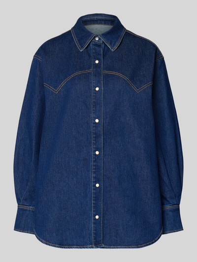Scotch & Soda Bluzka jeansowa o kroju relaxed fit z listwą guzikową Ciemnoniebieski 2