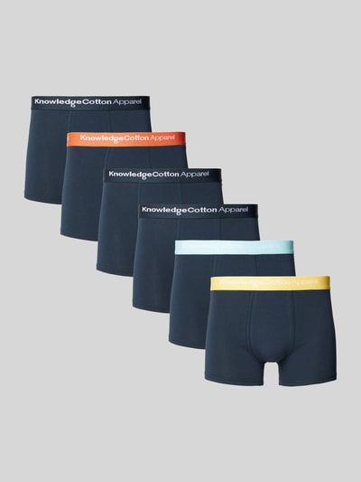 Knowledge Cotton Apparel Boxershort met elastische band met logo in een set van 6 stuks Bleu - 1