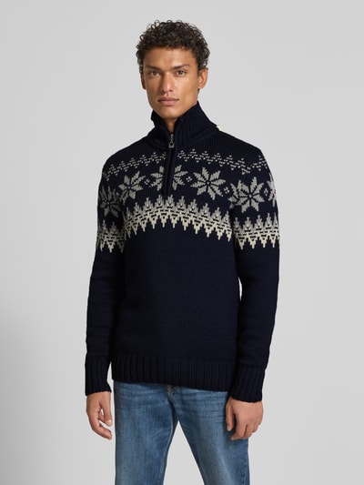 Dale of Norway Noorse trui met schipperskraag van wolmix, model 'Myking' Marineblauw - 4