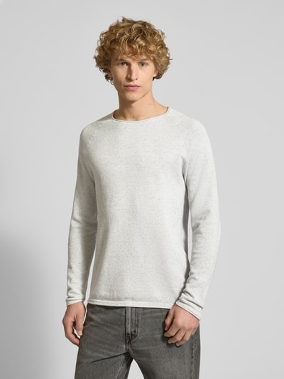 Jack & Jones Gebreide pullover met labelpatch, model 'HILL' Middengrijs gemêleerd - 4