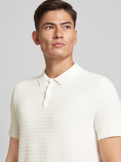 Michael Kors Regular Fit Poloshirt mit Strukturmuster Modell 'TUCK STRIPE' Weiss 3