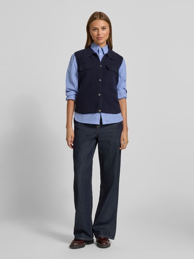 Christian Berg Woman Wollshirt mit Umlegekragen Dunkelblau 1