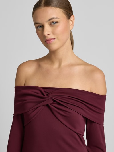 Lauren Ralph Lauren Dopasowana sukienka biznesowa z dekoltem carmen model 'PONCIO' Ciemnoczerwony 3