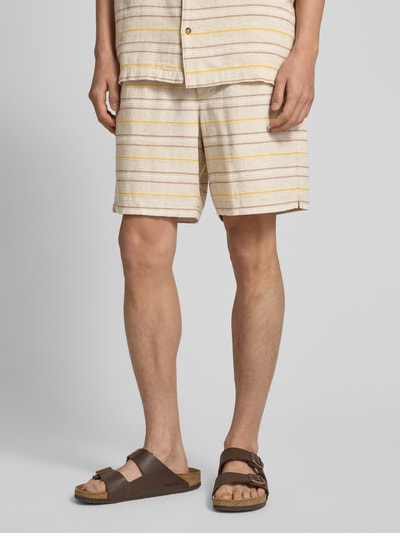 Mazine Regular Fit Leinenshorts mit Tunnelzug Beige 4