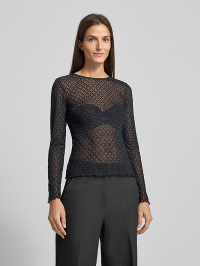 Jake*s Collection Longsleeve in semitransparentem Design Black 4