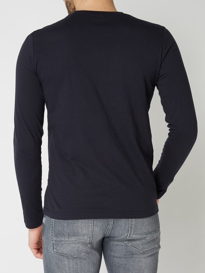 Marc O'Polo Shaped fit shirt met lange mouwen met logoprint Oceaanblauw - 5