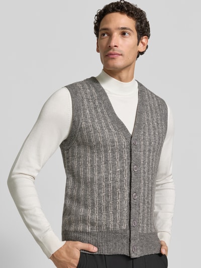 Lindbergh Mouwloos vest met v-hals en knoopsluiting Lichtgrijs gemêleerd - 3