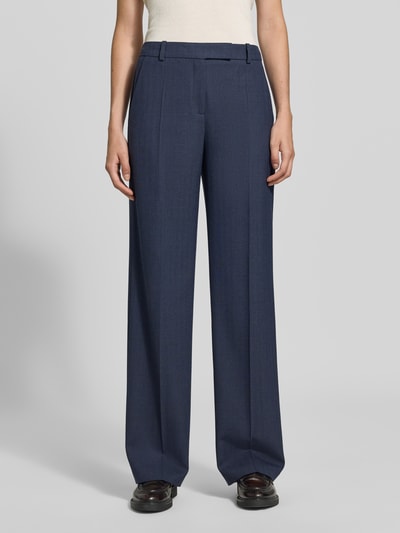 Vrouwenmodel draagt Schmale Hose met wol, model 'Tilda6' van BOSS, Dames, donkerblauw, rechte lijnen, gladde textuur, Ganzkörperaanzicht van voren