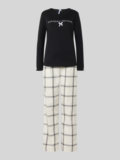 LOUIS & LOUISA Pyjama met stitching, model 'Wohlfühl-Momente' Zwart - 1