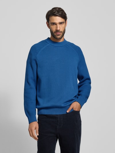 Selected Homme Sweter z dzianiny o kroju regular fit z czystej bawełny model ‘DERECK’ Królewski niebieski 4