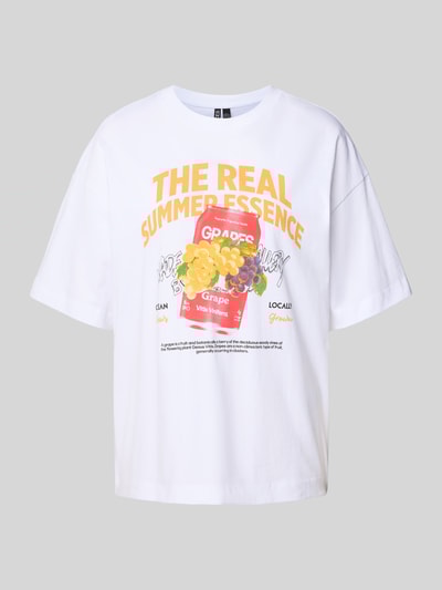 Pieces T-shirt o kroju relaxed fit z czystej bawełny model ‘CLAUDE’ Biały 2