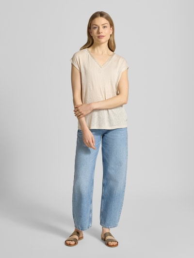 ZABAIONE T-shirt z mieszanka wiskozy model 'Sa44ylor' Piaskowy 1