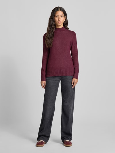 Christian Berg Woman Sweter z dzianiny ze stójką Wiśniowy melanż 1