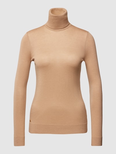 Lauren Ralph Lauren Sweter z dzianiny z dodatkiem jedwabiu model ‘ZOE’ Camel 2