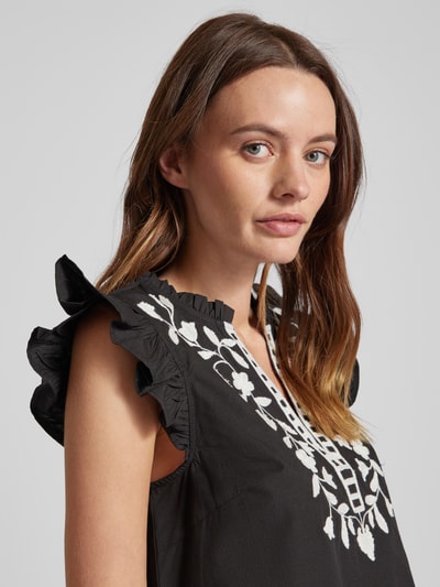 Vero Moda Bluzka z rękawami z falbaną model ‘VACATION’ Czarny 3