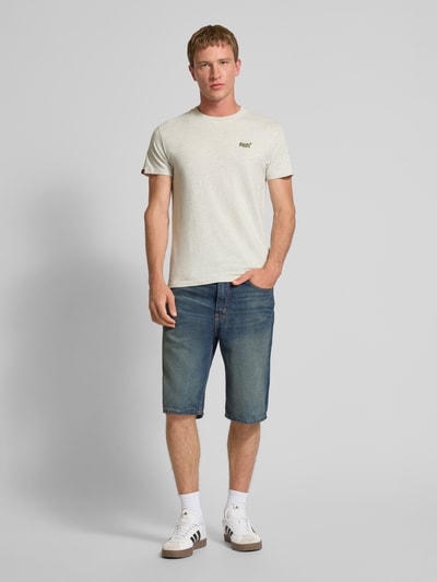 Superdry T-shirt met labelstitching Beige gemêleerd - 1
