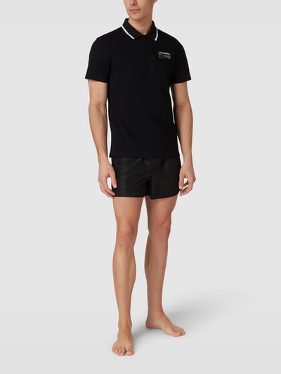 Karl Lagerfeld Beachwear Poloshirt met labelpatch Zwart - 1