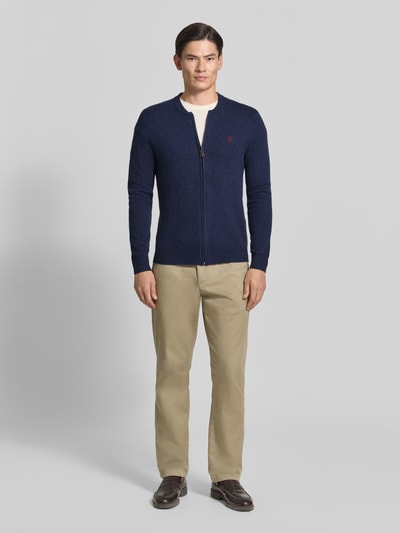 MCNEAL Regular Fit Strickjacke aus reiner Wolle mit Logo-Stickerei Dunkelblau Melange 1