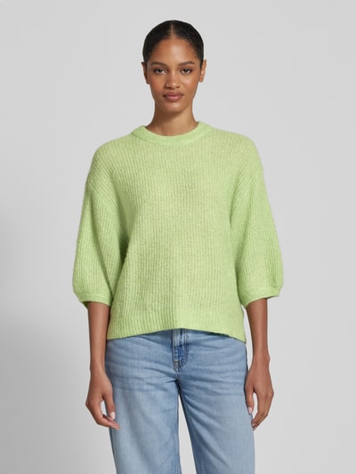 MSCH Copenhagen Gebreide pullover met 3/4-mouwen, model 'Hila' Lichtgroen - 4