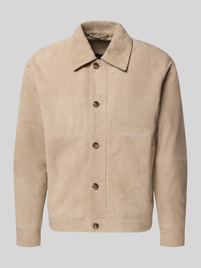 SELECTED HOMME Regular fit leren jack van echt geitensuède, model 'LANCE' Zand - 2