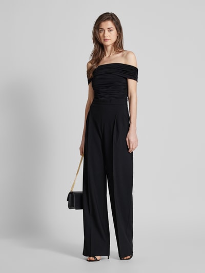 Mango Off-Shoulder-Jumpsuit mit Raffungen Modell 'BARDOT' Black 1