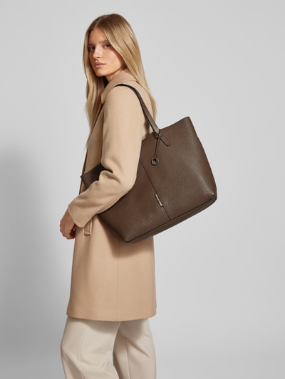 Marc O'Polo Shopper aus Leder mit Label-Prägung Taupe 1