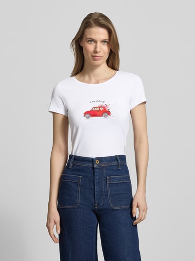 MORE & MORE T-shirt z nadrukiem z motywem i cekinami Biały 4
