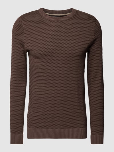 Jack & Jones Gebreide pullover met ronde hals, model 'EATLAS' Middenbruin - 2