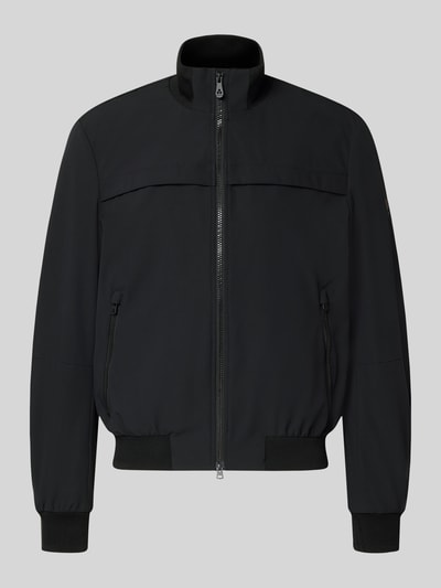 Produktfoto, schwarze Jacke mit Stehkragen Modell 'POTOSI' von Peuterey, Zweiwege-Reißverschluss, Material-Mix mit Stretch-Anteil, Regular Fit