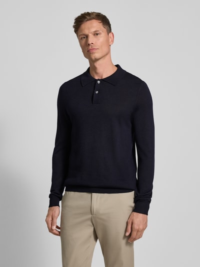 Christian Berg Men Slim fit gebreide pullover van wolmix Marineblauw - 4
