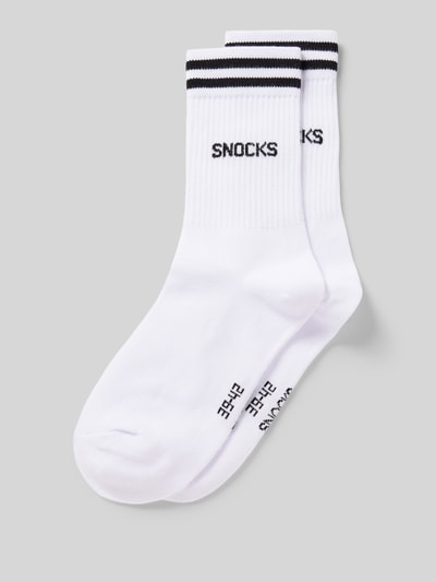 Snocks Socken mit Label-Stitching Modell 'Retro' Weiss 1