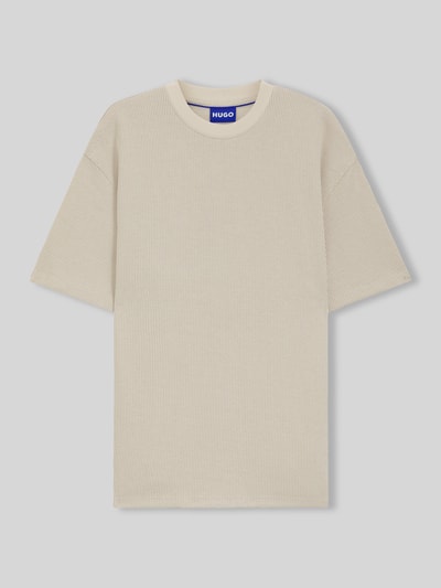 Produktfoto, Relaxed Fit T-Shirt aus Baumwoll-Mix Modell 'NUWAFFLE' von HUGO in Optik: Unifarben mit Struktur, Label-Stitching-Applikation, Beige